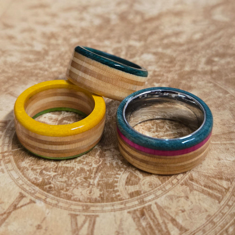 Eco Friendly Wooden Rings: Why Recycled Skateboard Wood Wins — Bayshore Rings handmade skateboard jewelry
